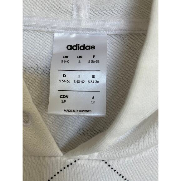 Adidas Women’s Core Fav Hoodie Sweatshirt Casual Regular Fit White Black Small - Picture 3 of 8